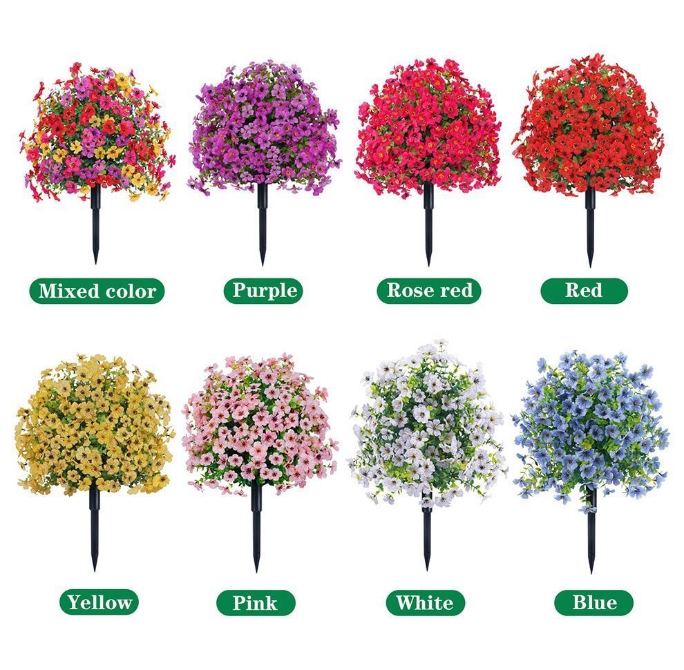 Soft Yellow Faux Eucalyptus Violet 3 Pack Outdoor Stake Interior Shooting Flower - Image 3