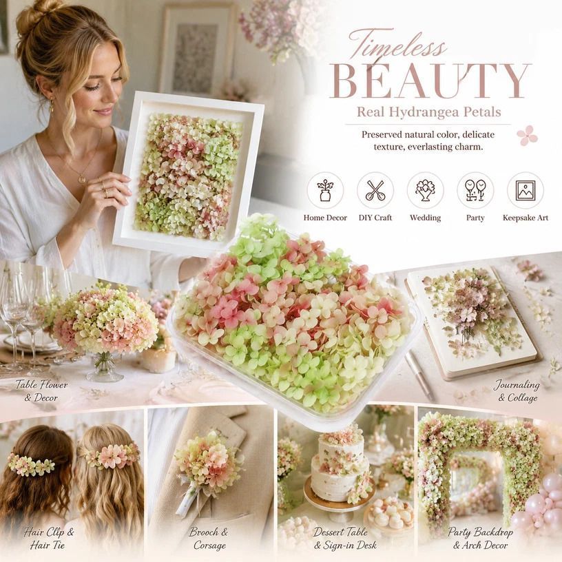 Warm Mixed Tone Preserved Hydrangea DIY Floral Arrangement Supply 5g Pack - Image 1