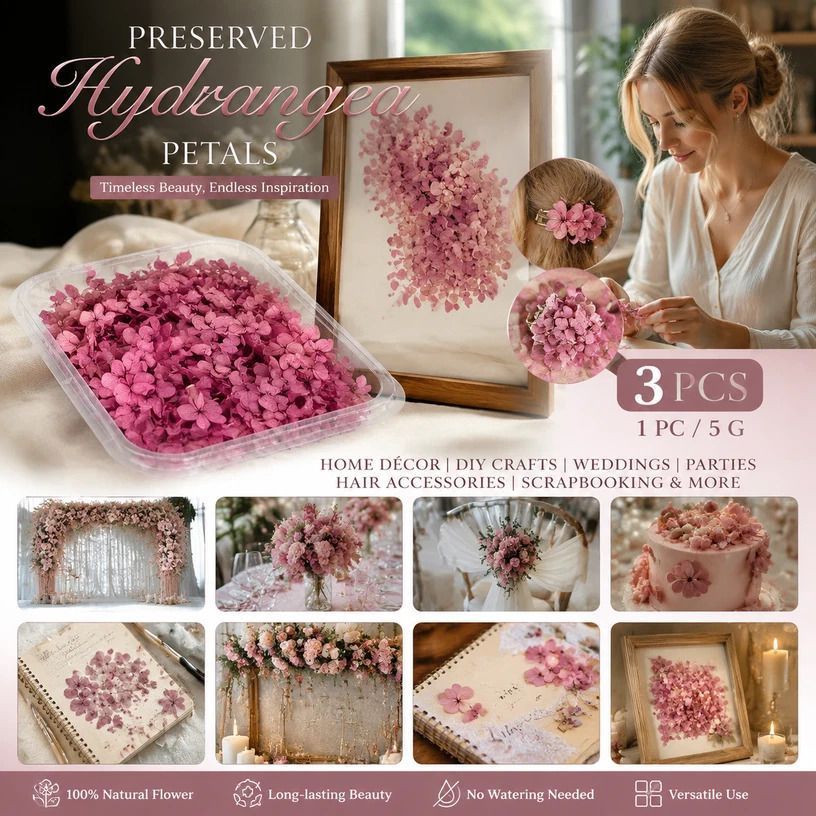 Purple Cloud Gradient Preserved Hydrangea Resin Craft Flower Set of 3 Boxes - Image 1