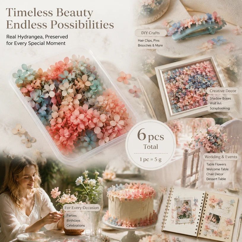 Dreamy Gradient Preserved Hydrangea DIY Handcraft Material Bundle 6 Boxes ×5g - Image 1