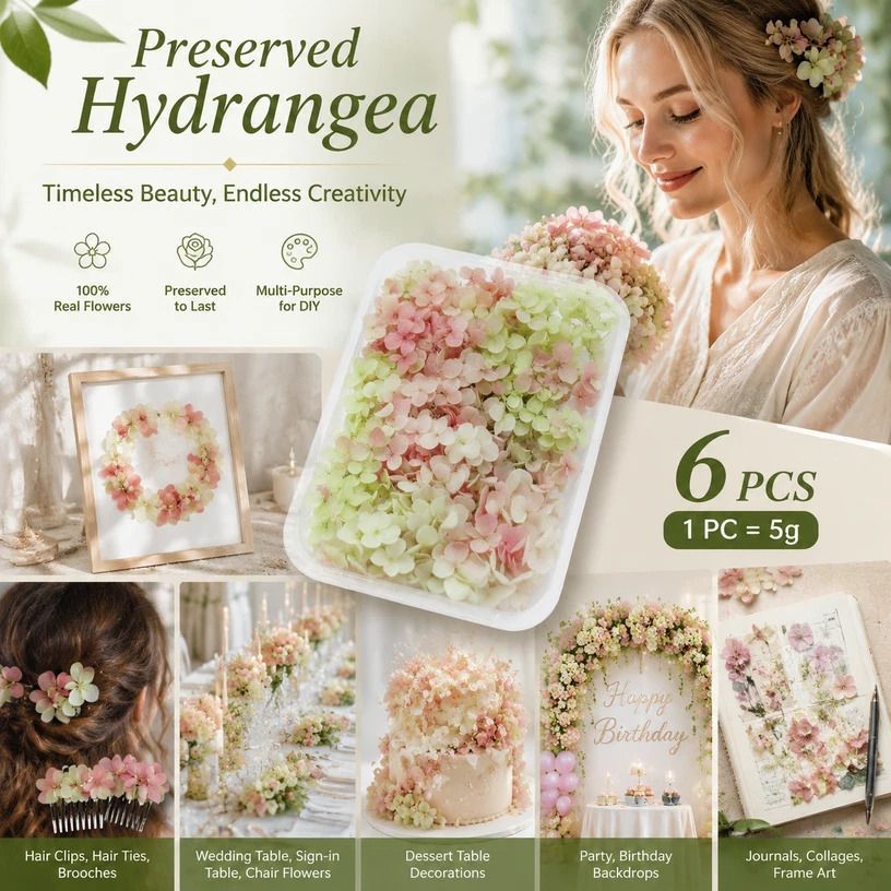 Warm Mixed Tone Preserved Hydrangea Soap Craft Floral Kit 6 Boxes 5g Each - Image 1