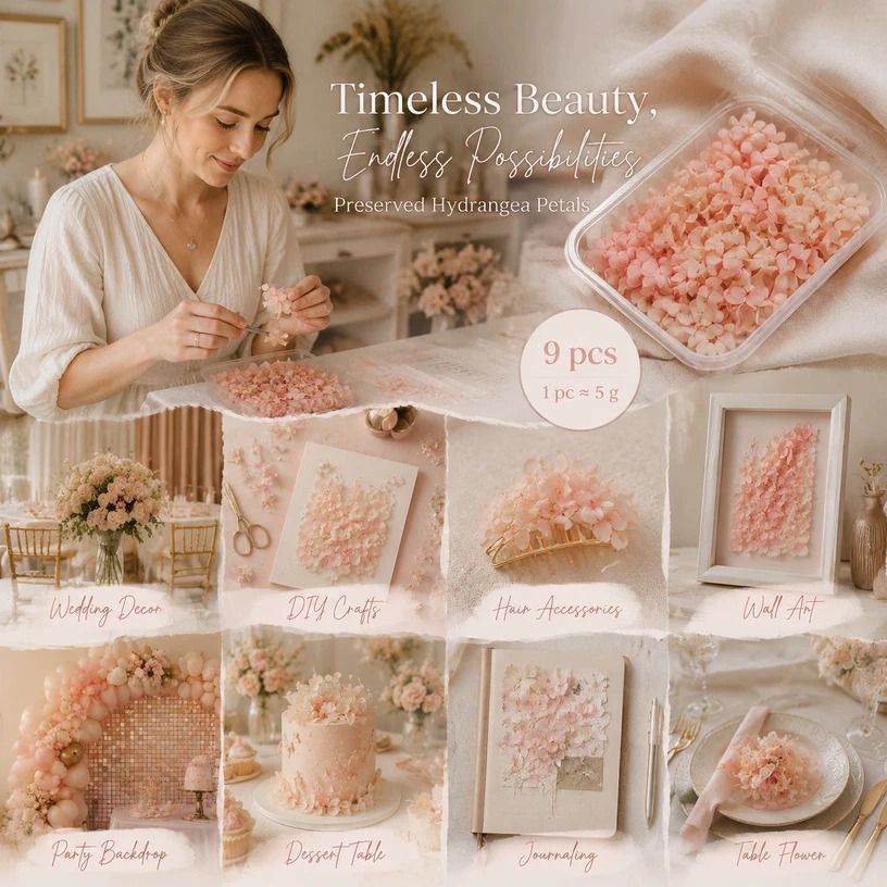 Hibiscus Gradient Preserved Hydrangea Dried Flower DIY Arrangement Kit 9 Boxes - Image 1