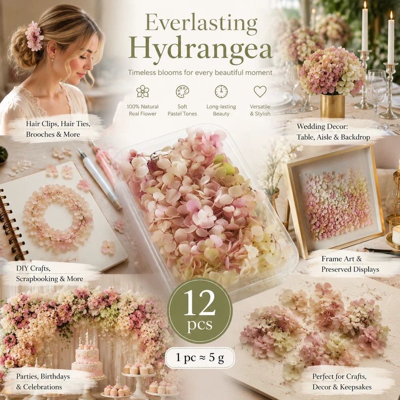 Taro Purple Gradient Preserved Hydrangea Wedding DIY Floral Bulk Bundle 12×5g Boxes - Image 1