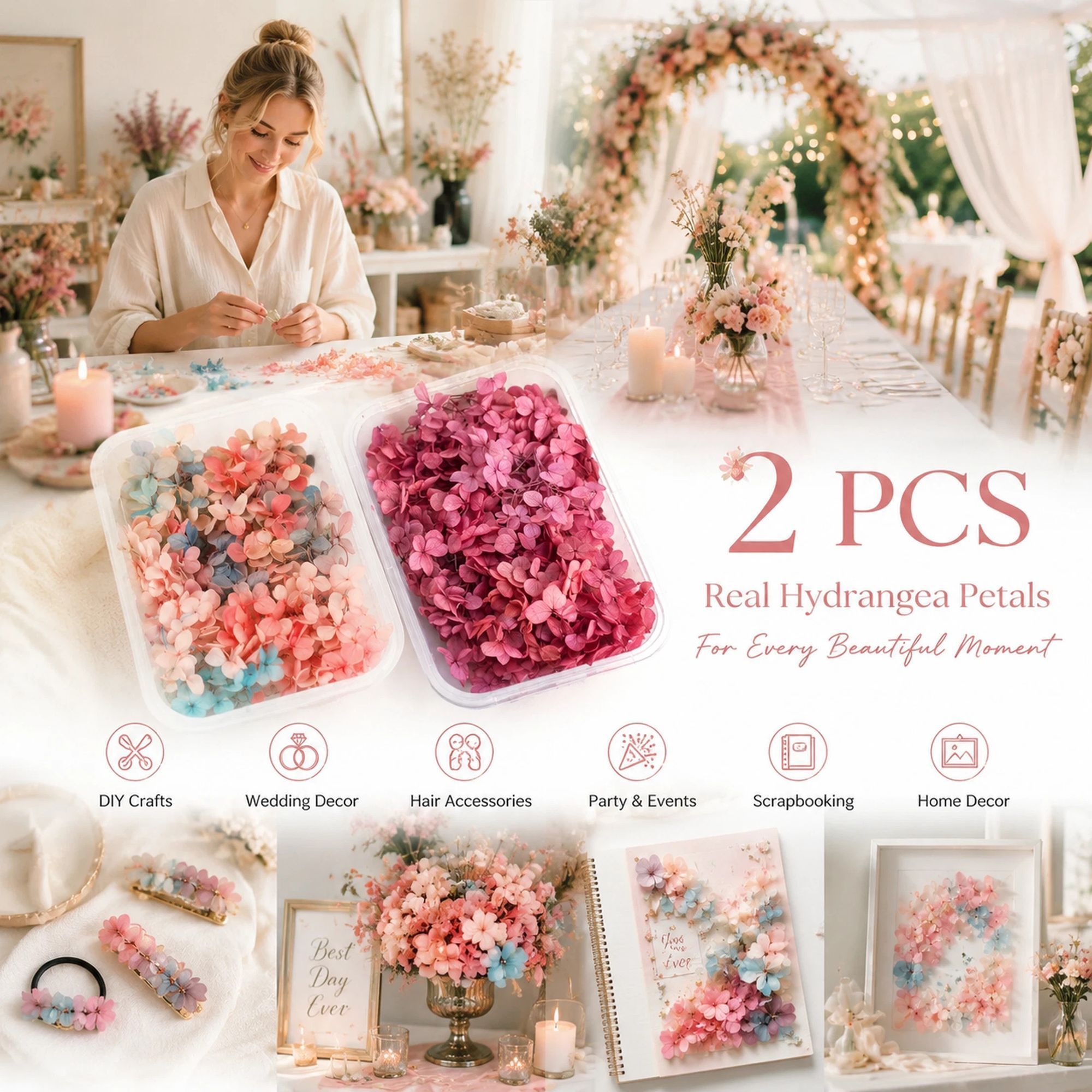 Dreamy Tone & Purple Cloud Gradient Preserved Hydrangea Resin Ornament Kit 2 Boxes - Image 1