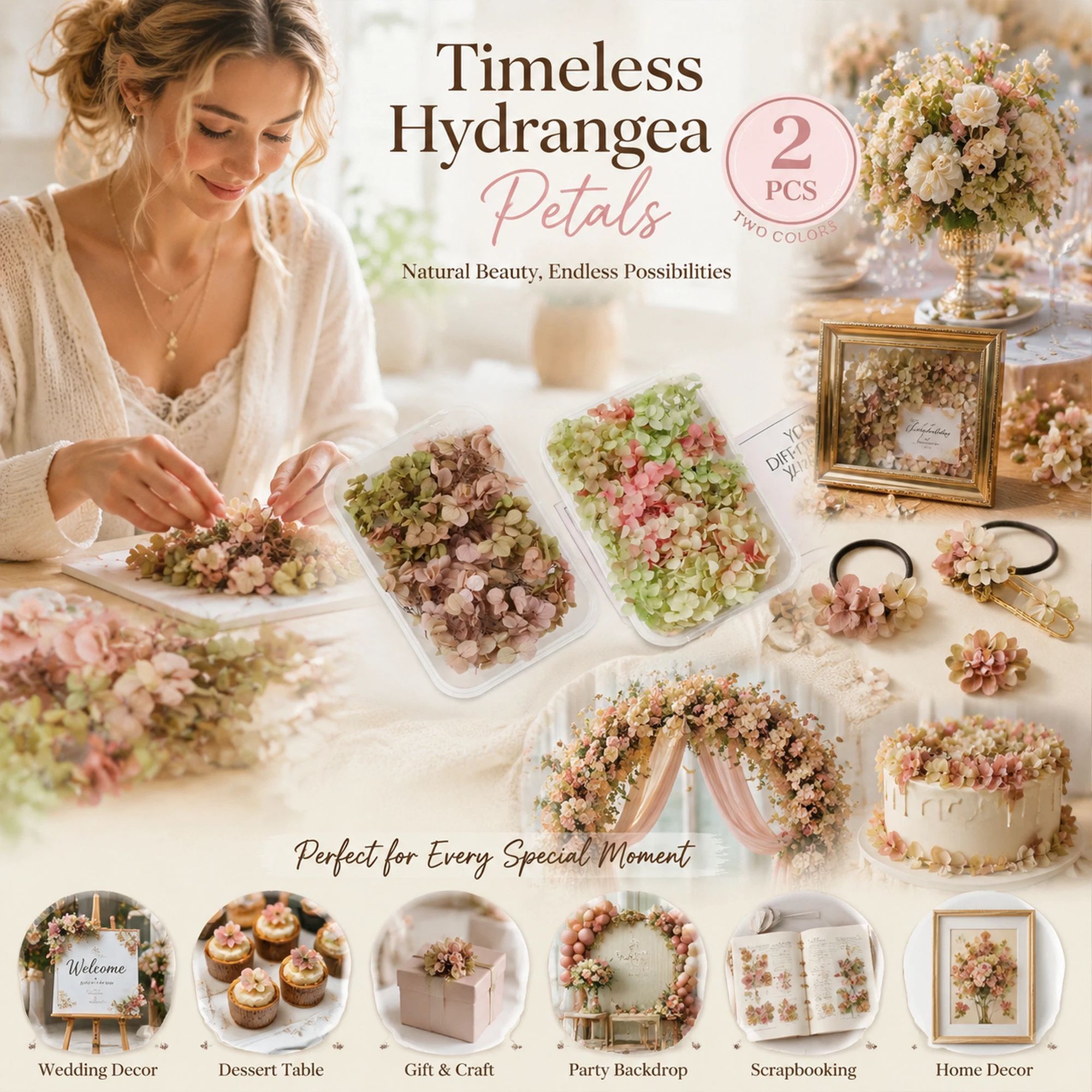 Agate Blue & Warm Mixed Shade Preserved Hydrangea DIY Craft Dried Flower Pack of 2 Boxes - Image 1