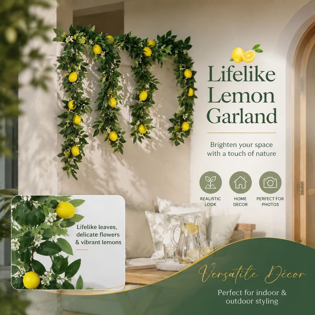 Style B Faux Lemon Garland Foam Lemon Balcony Wall Decor - Image 1