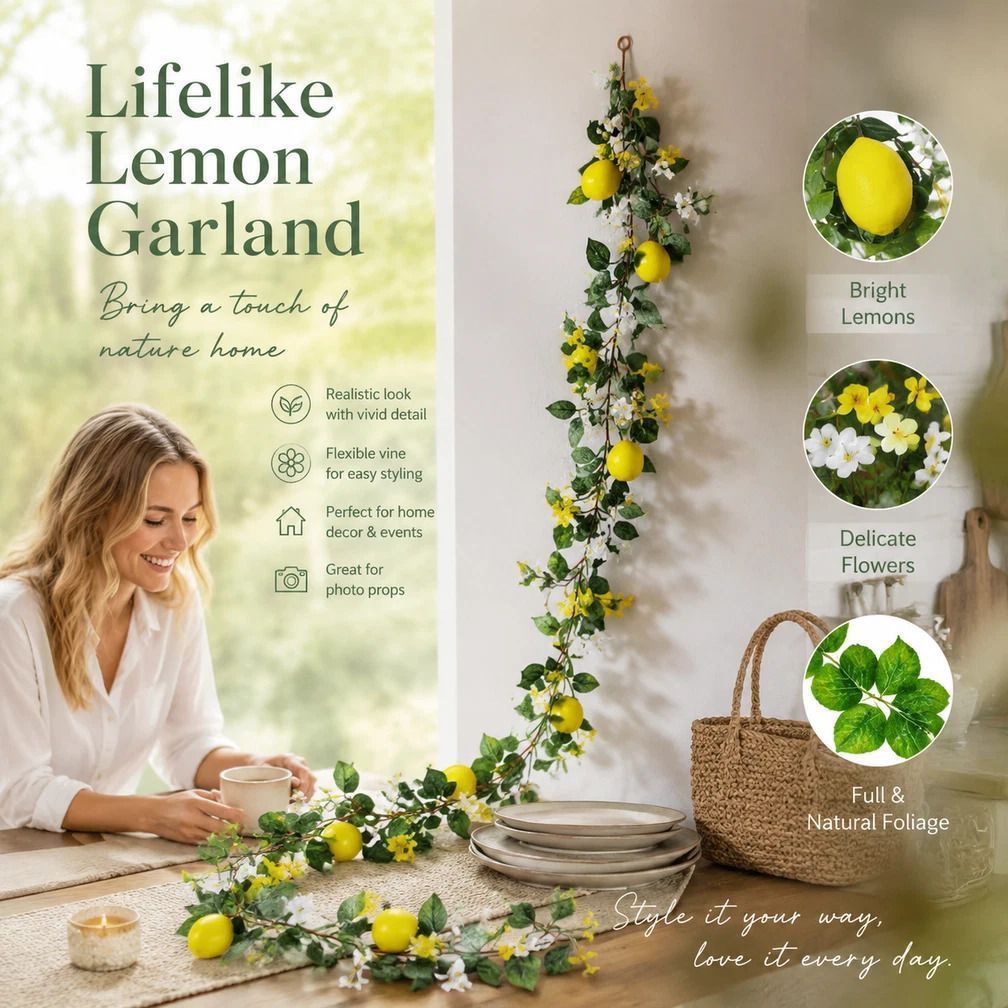 Fragrant Blossom Lemon Water Grass Vine Indoor Wall Hanging Garland - Image 1