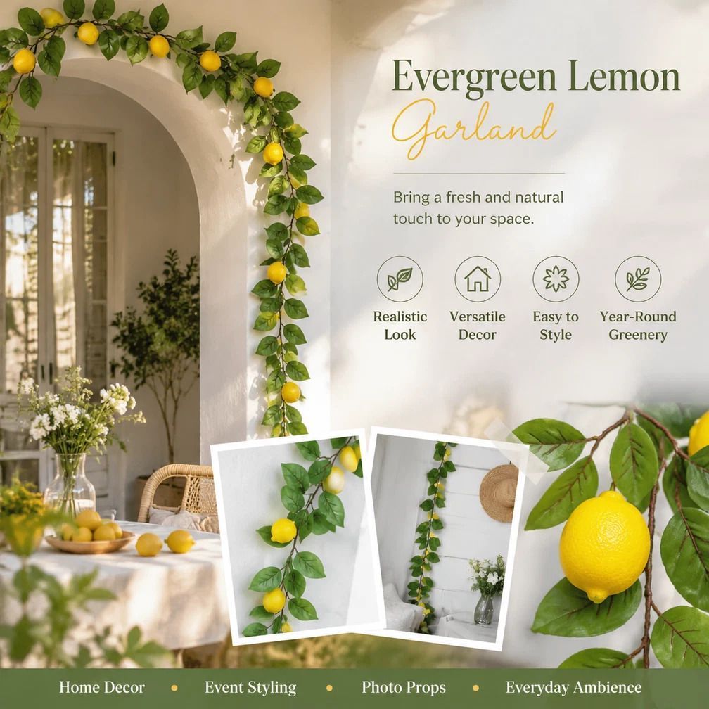 Style C Lemon Vine Hanging Ornament Patio Front Door Decor - Image 1