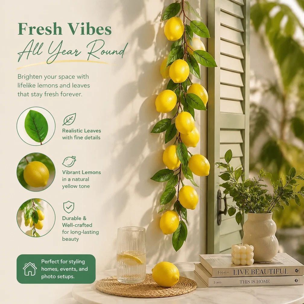 Style A Artificial Lemon Vine Wall Hanging Decoration - Image 1