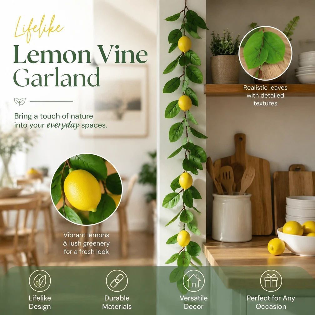 Style B Faux Lemon Garland Door Hanging Greenery Ornament - Image 1