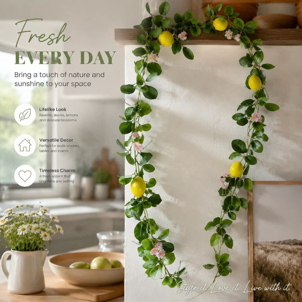 Style A Fresh Scent Lemon Vine Indoor Kitchen Decor Garland - Image 1