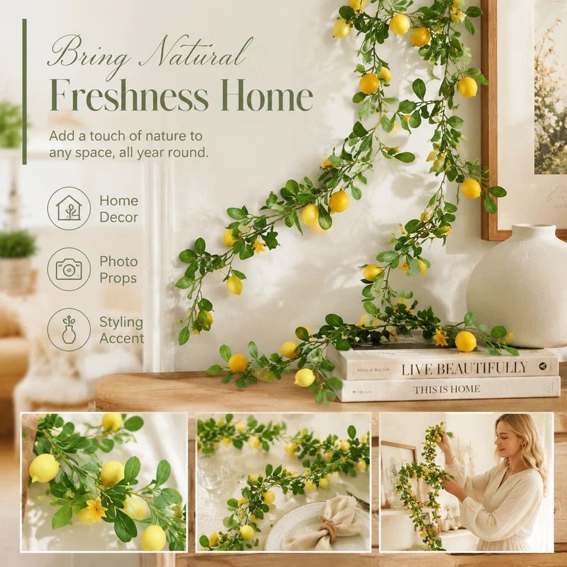 Multipurpose Artificial Lemon Vine Foam Fruit Decorative Greenery - Image 1