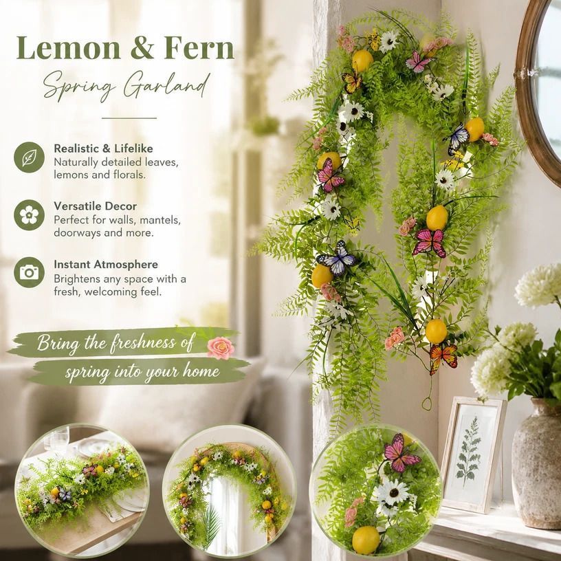 2m Long Spring Artificial Lemon Vine Patio Window Decoration - Image 1