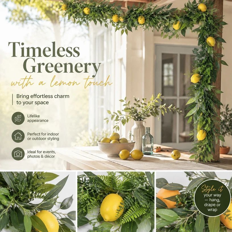 Willow Leaf Faux Lemon Vine Indoor Wall Hanging Greenery - Image 1
