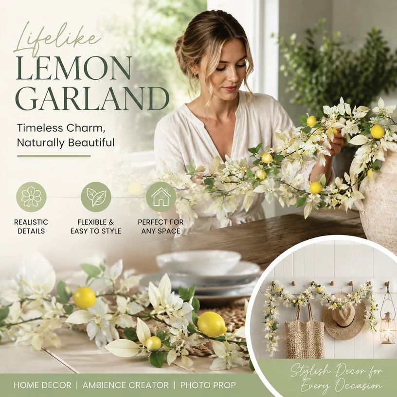 Style A Faux Lemon Vine Indoor Kitchen Wall Decor - Image 1