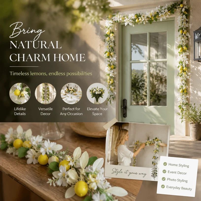 Spring Butterfly Style A Lemon Artificial Vine Wall Hanging Decor - Image 1