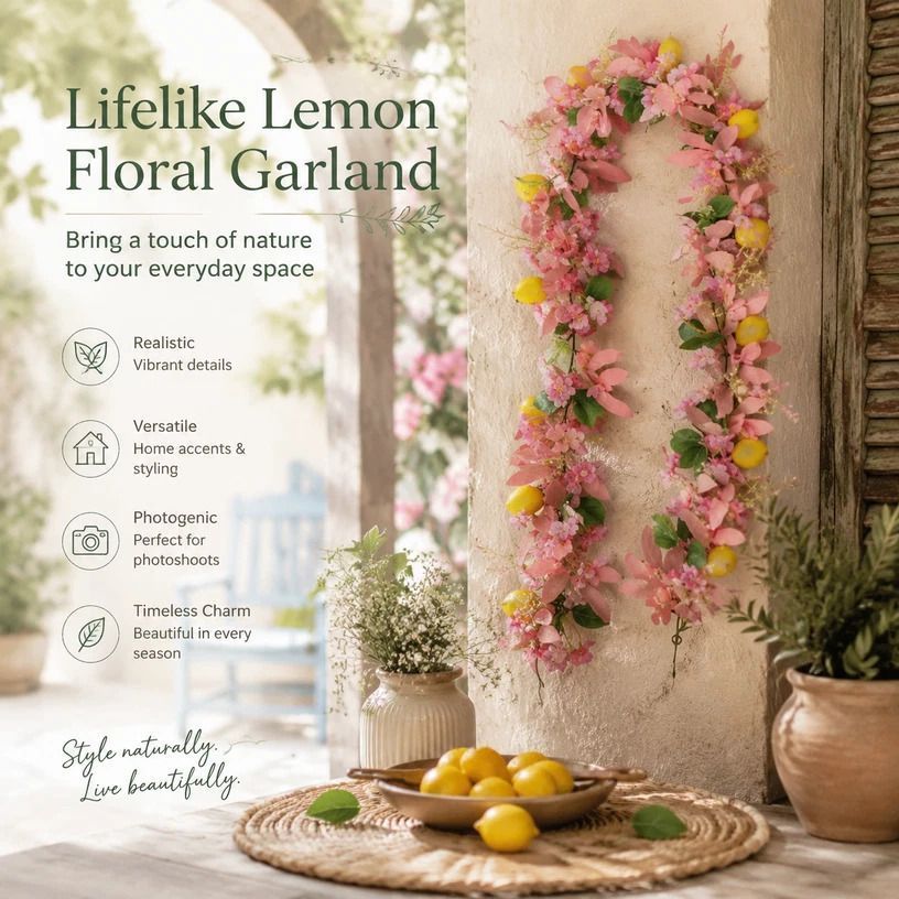 Spring Butterfly Style B Faux Lemon Garland Patio Door Styling - Image 1