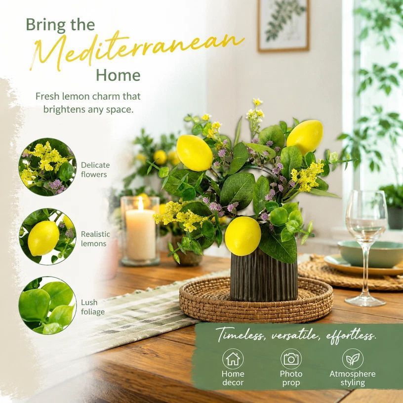Artificial Lemon Wreath Front Door Patio Hanging Ornament - Image 1