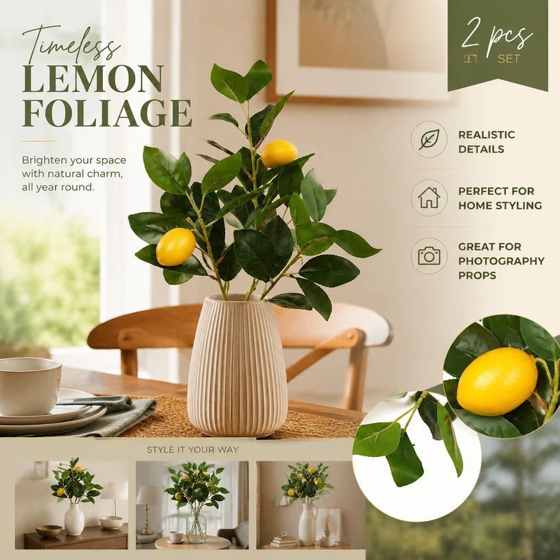 Style B Faux Lemon Garland Orchard Greenery Pack of 2 - Image 1