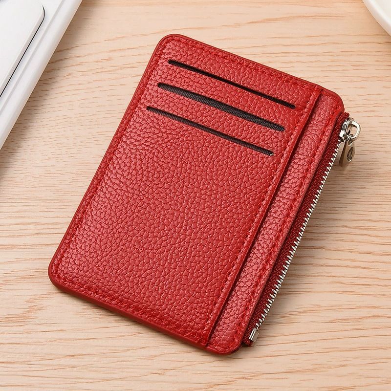 2Pcs 6 Slots Large Capacity Zipper Card Holder,Waterproof & Scratch Resistant,Compact-red - Image 1