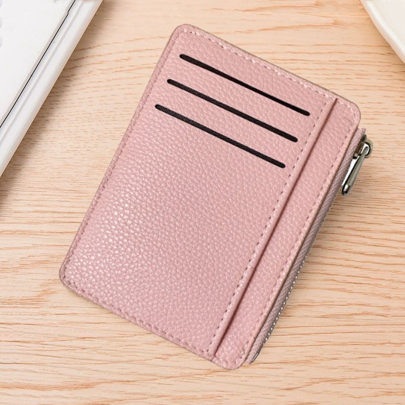 2Pcs 6 Slots Large Capacity Zipper Card Holder,Waterproof & Scratch Resistant,Compact-pink - Image 1