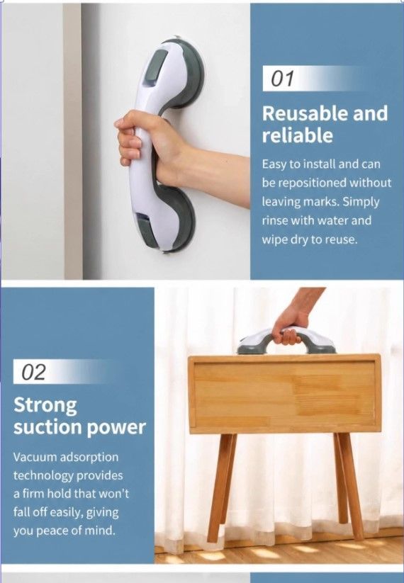 Grey Bathroom Grab Bar-Pack of 2 - Image 3