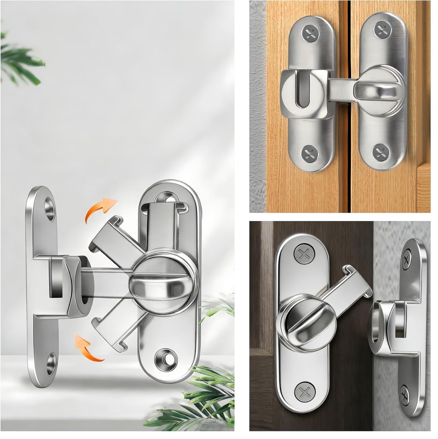 3Pcs No-Drill Door Latch Buckle with Screws - Image 2