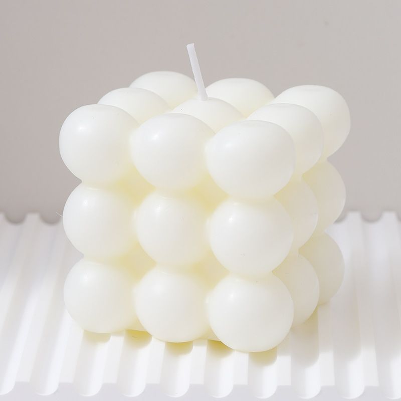 3Pcs White Rubik's Cube Scented Candle Home Decor Ornaments - Image 1