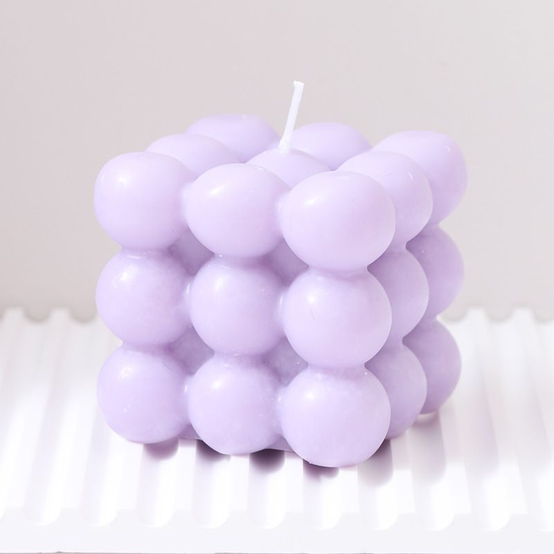 3Pcs Purple Rubik's Cube Scented Candle Home Decor Ornaments - Image 1