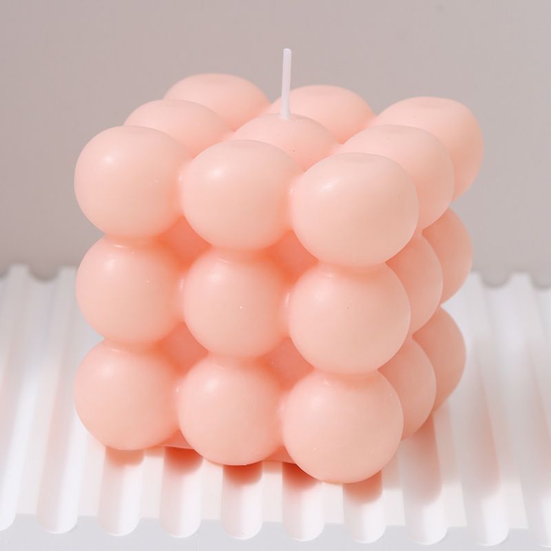 3Pcs Light pink Rubik's Cube Scented Candle Home Decor Ornaments - Image 1