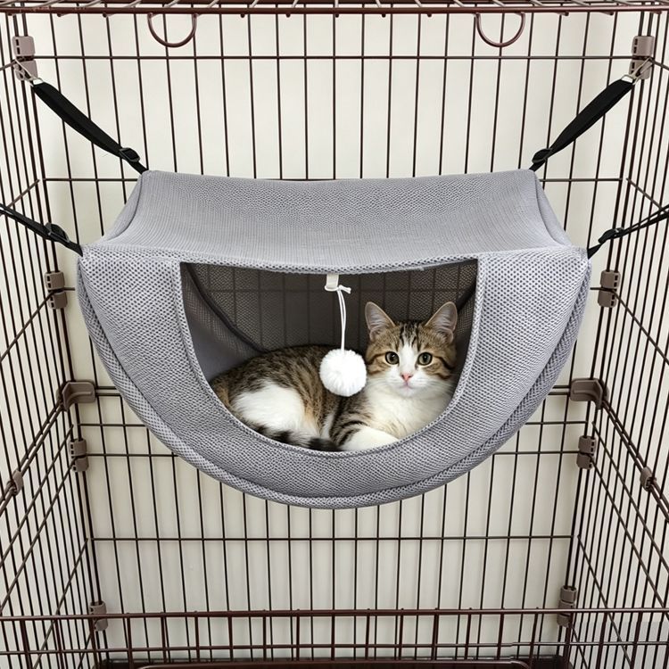 Cat Cage Hammock - Grey 47×38×28cm - Image 1