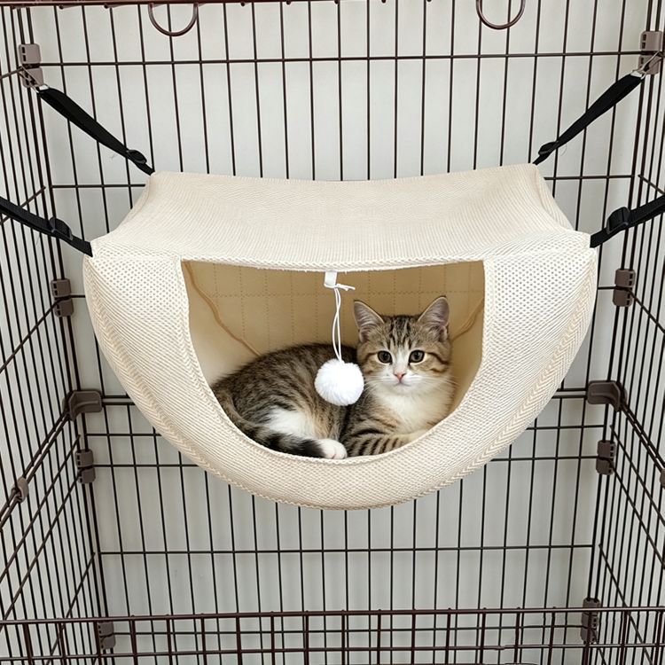 Cat Cage Hammock - Cream Yellow 47×38×28cm - Image 1