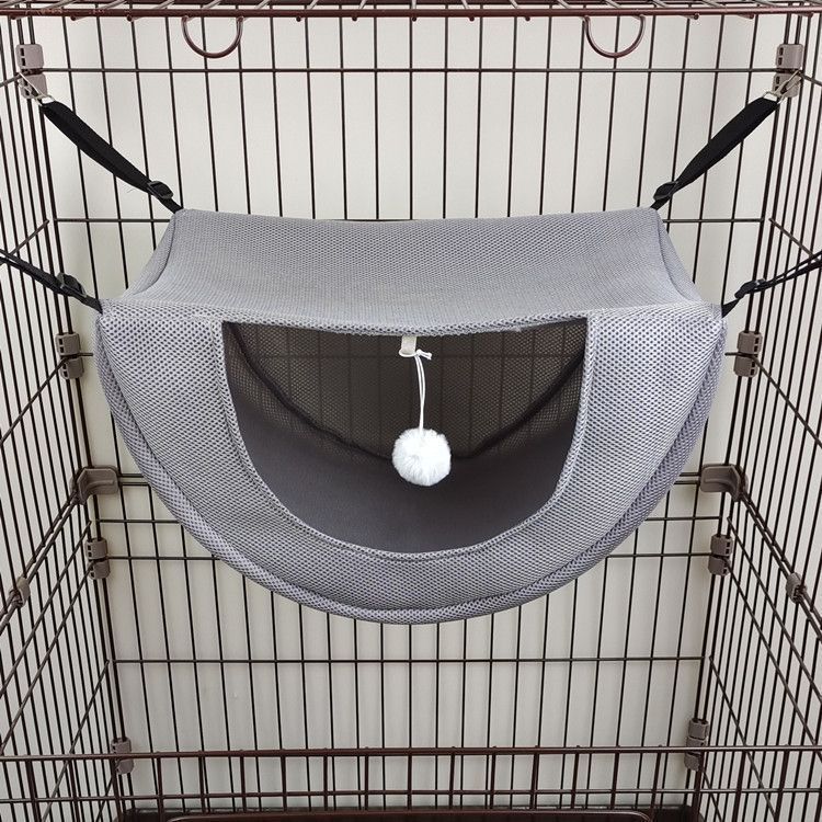 2 Pcs Cat Cage Hammock - Grey 47×38×28cm - Image 1