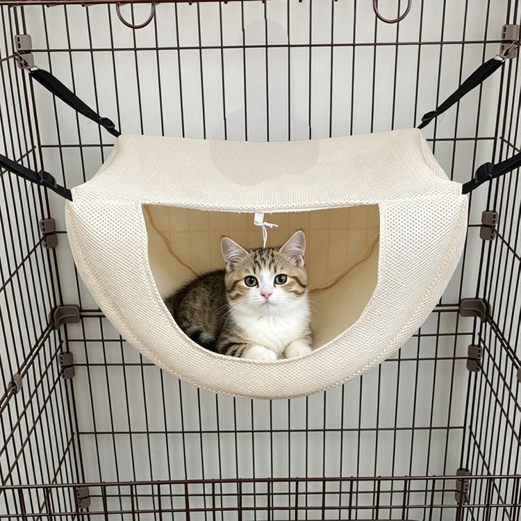 2 Pcs Cat Cage Hammock - Cream Yellow 35×27×20cm - Image 1