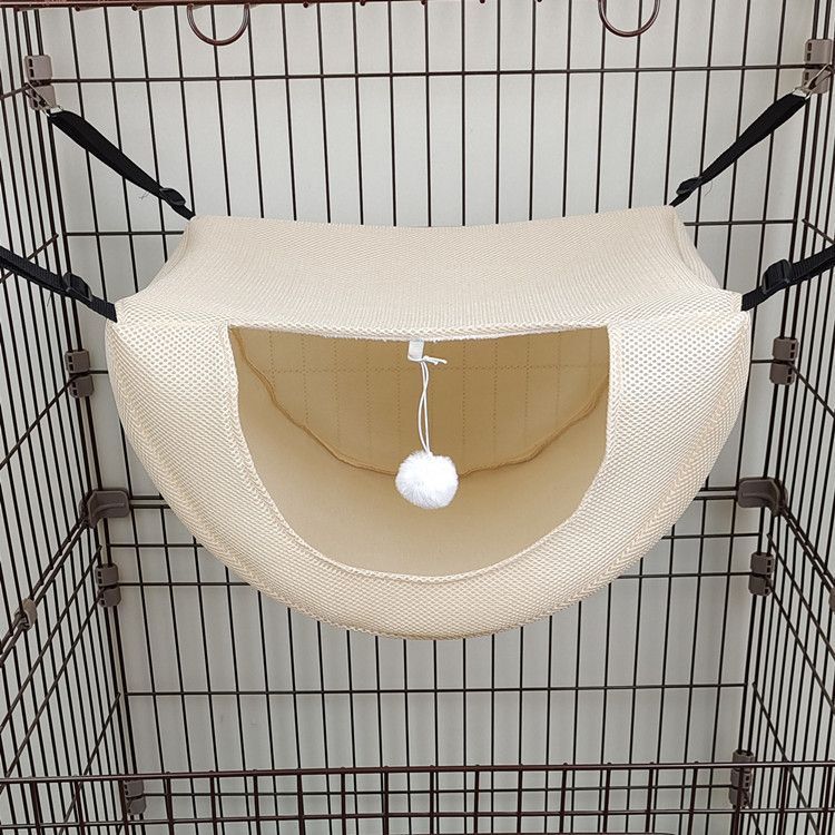 2 Pcs Cat Cage Hammock - Cream Yellow 47×38×28cm - Image 1