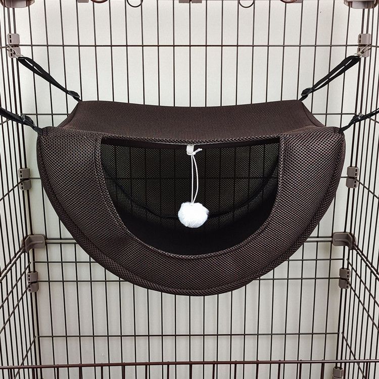 2 Pcs Cat Cage Hammock - Coffee 47×38×28cm - Image 1