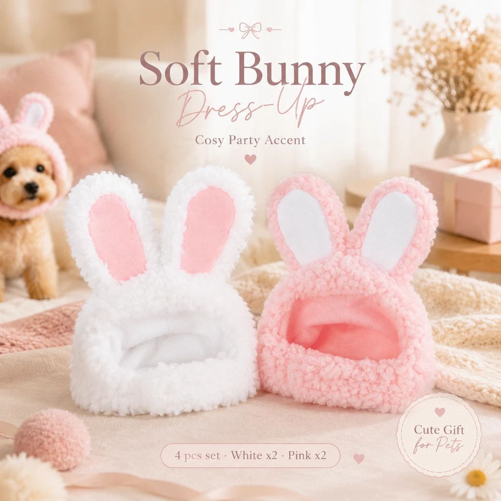 4 Pcs Adorable Bunny Ears Cat Hat - Image 1