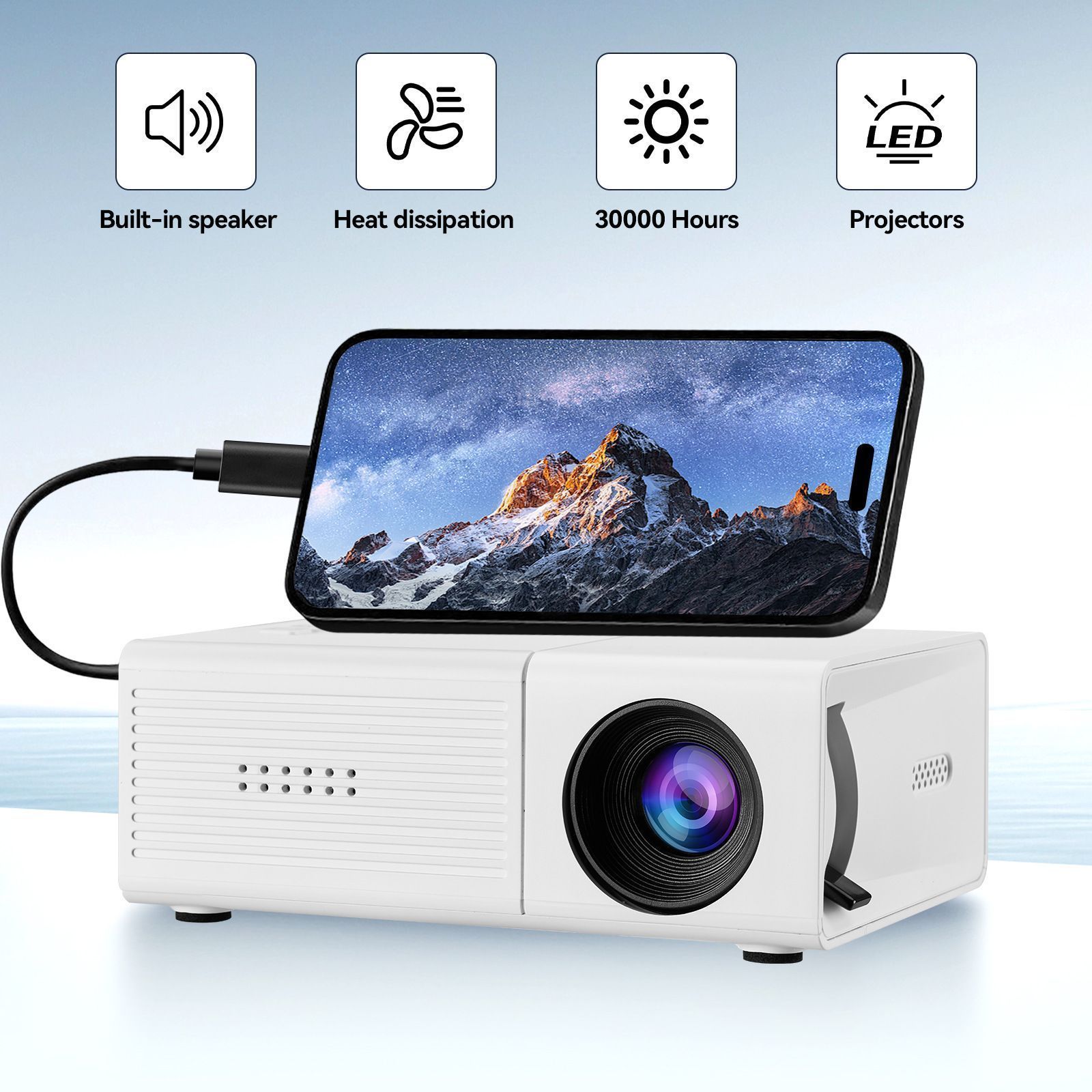 M3S Mini Projector White USB-Powered - Image 2