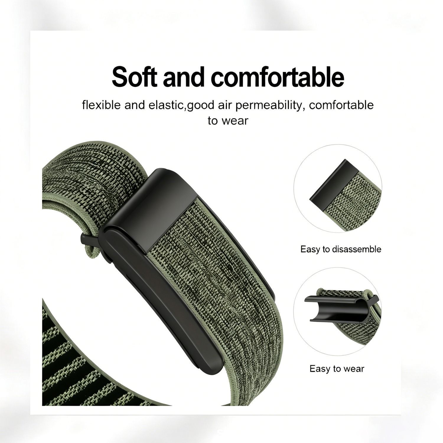 Nylon Sport Watch Strap - Diamond Blue with Black Buckle - Image 7