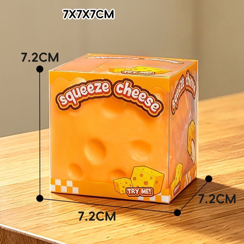 7cm Cheese Squishy with Box (Orange) - Image 1