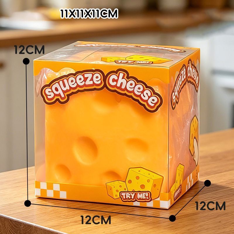 11cm Cheese Squishy with Box (Orange) - Image 1