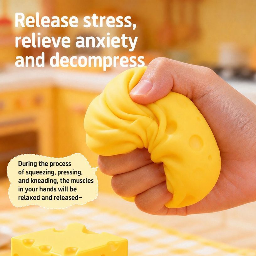 Cheese Squishy 11×11×11cm (Banana Yellow) - Image 2