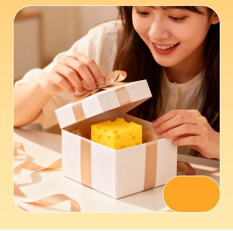 Cheese Squishy 11×11×11cm (Banana Yellow) - Image 5