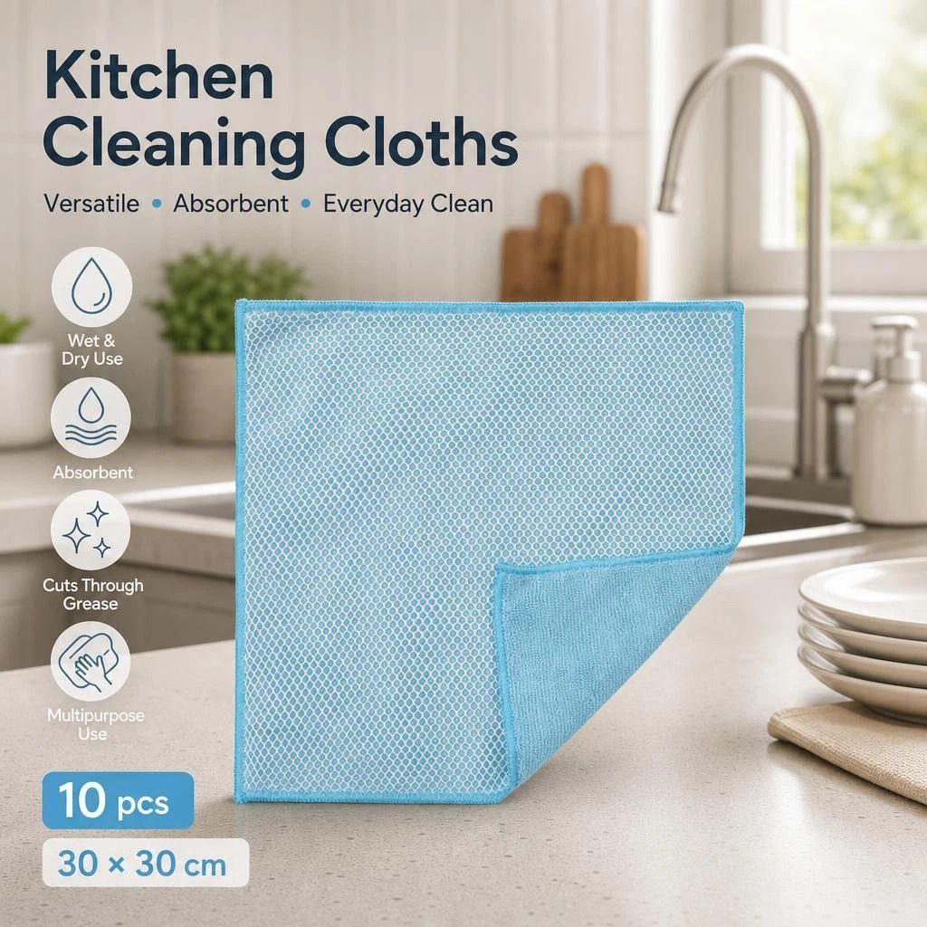 10 Pack Kitchen Cleaning Cloth,Blue,30×30cm - Image 1