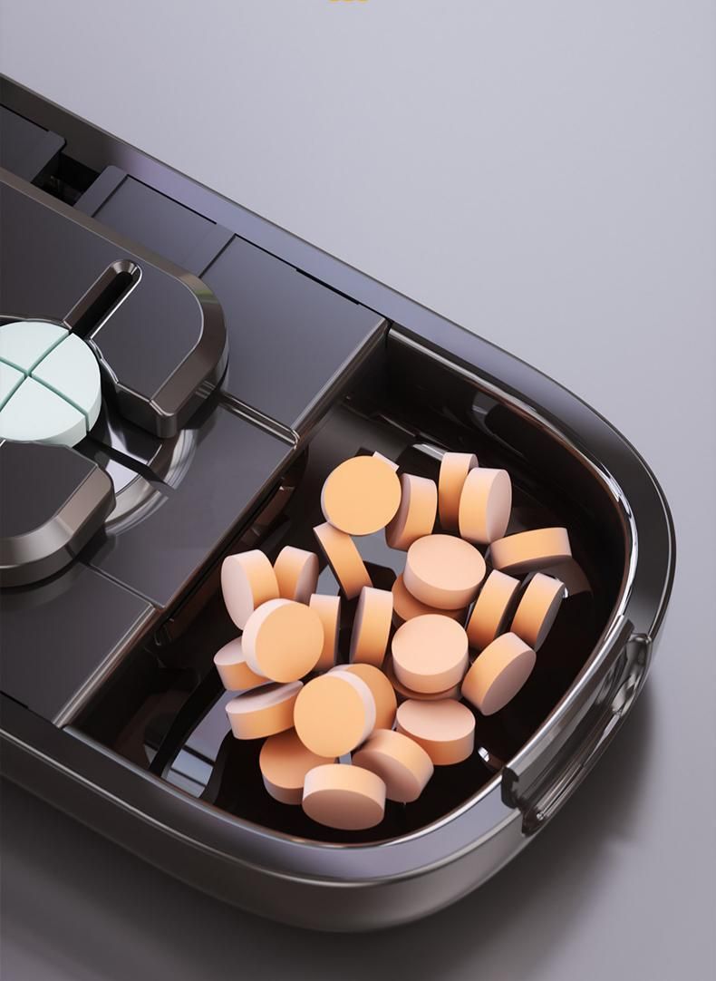 2pcs Cream White Pill Box with 1/2 Pill Cutter - Image 4