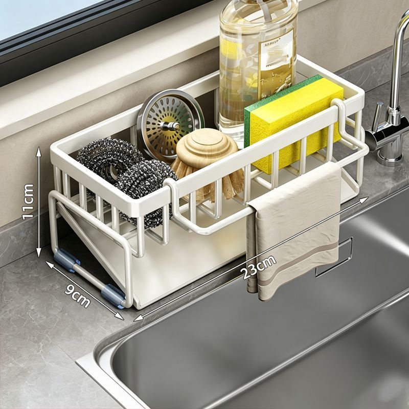 Low Profile Tilted Dish Drying Rack Cream White - Image 1