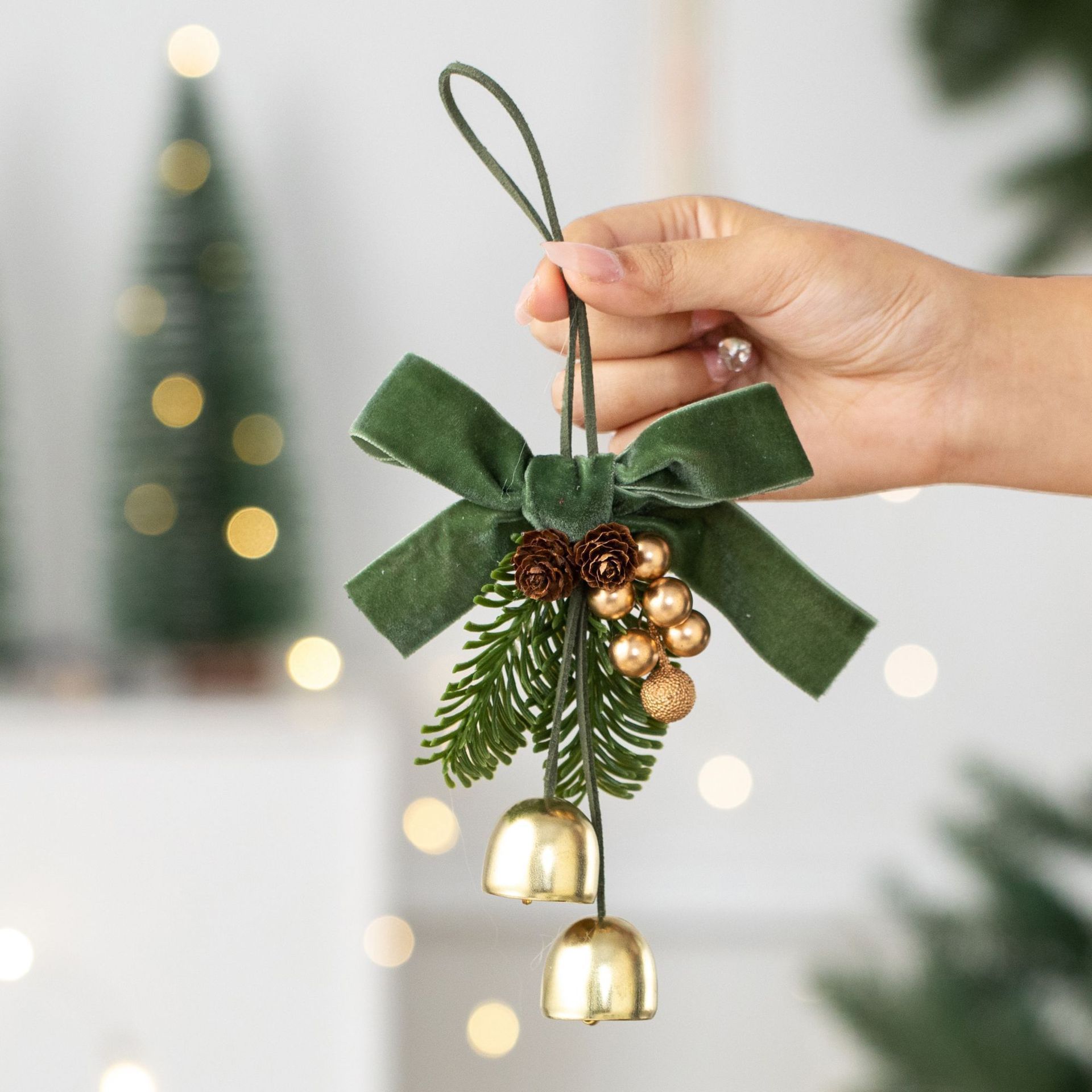 D3 Pinecone Double Bells Green 2 Pack - Image 1