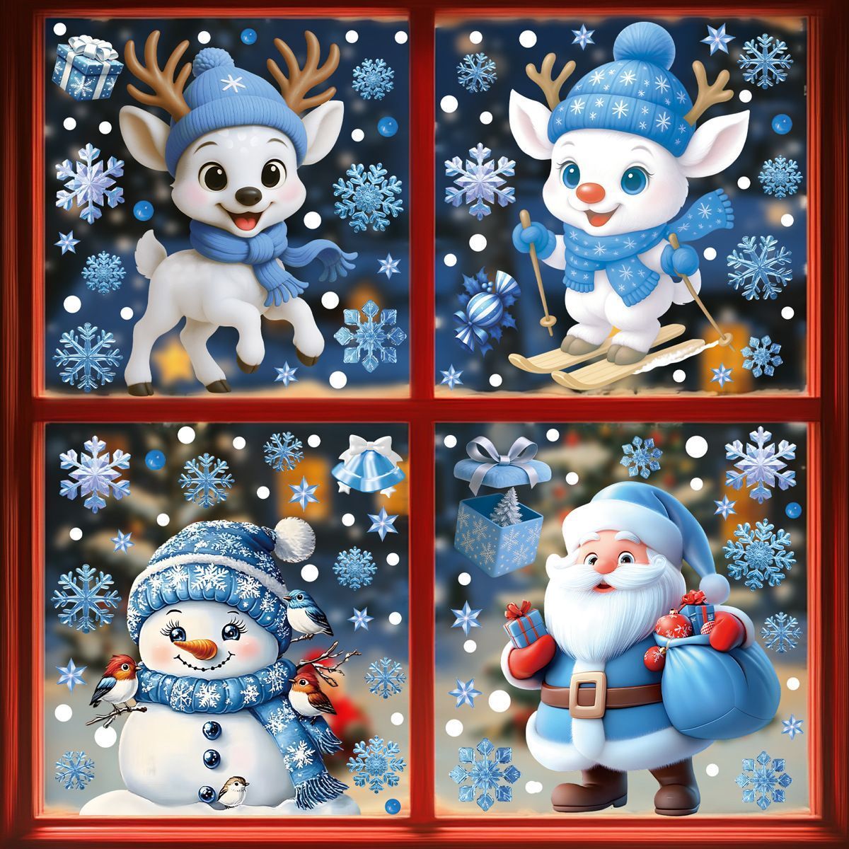 4 Styles Christmas Window Stickers Pack-01 - Image 1