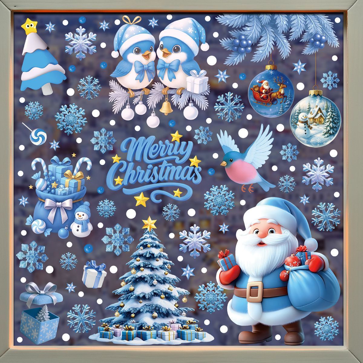 4 Styles Christmas Window Stickers Pack-02 - Image 1