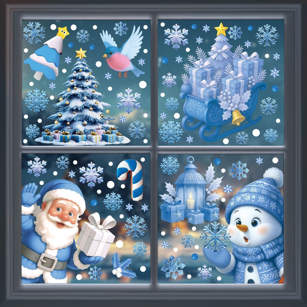 4 Styles Christmas Window Stickers Pack-03 - Image 1